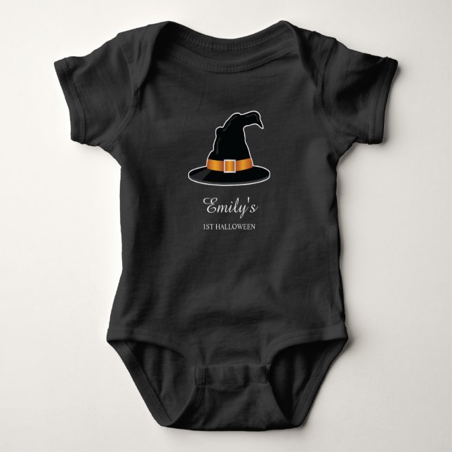 Body Para Bebê Primeiro Halloween da Criança com Chapéu de Bruxa  (Frente)