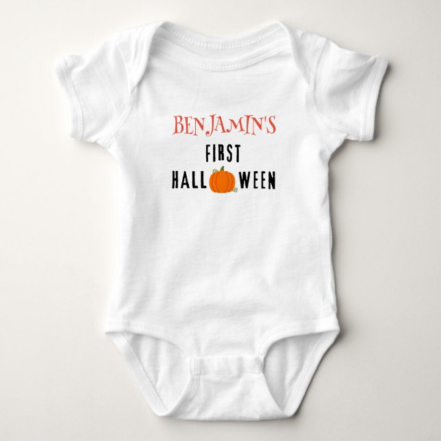 Body Para Bebê Primeiro Halloween Romper, Personalizar Nome Perso (Frente)