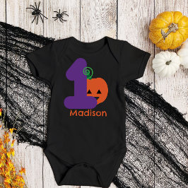 Body Para Bebê Primeiro Halloween - Roxo Laranja Personalizado