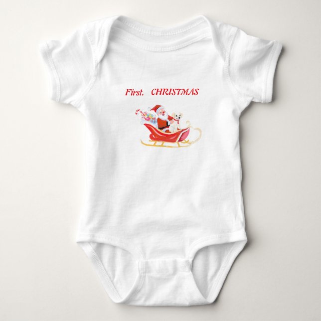 Body Para Bebê Primeiro natal com Papai Noel  (Frente)