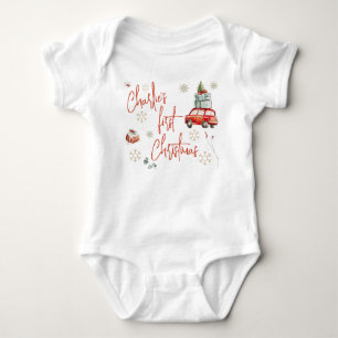 Body Para Bebê Primeiro Natal do Bebê Festivo Flocos de Neve Dour