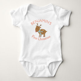 Body Para Bebê Primeiro Natal do Bebê Lindos Rena de Inverno