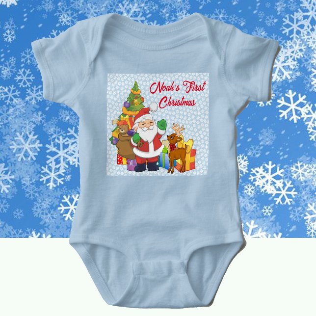 Body Para Bebê Primeiro Natal do Bebê Nome Personalizado Papai No (Criador carregado)