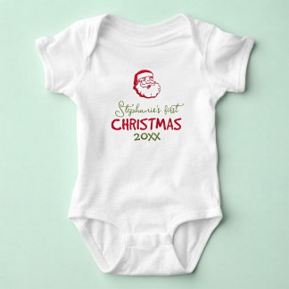 Body Para Bebê Primeiro Natal do Bebê Papai Noel Personalizado