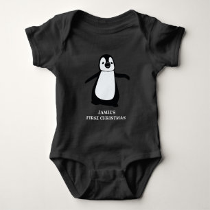 Body Para Bebê Primeiro Natal do Bebê Personalizado   Pinguim bon