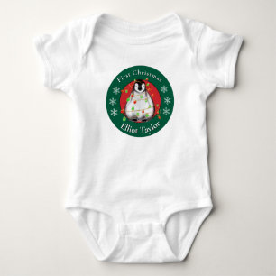 Body Para Bebê Primeiro Natal do bebê, pinguim fofo personalizado