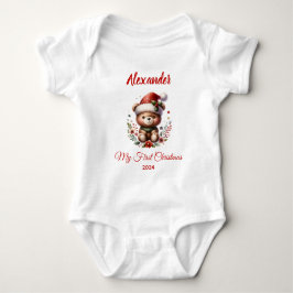 Body Para Bebê Primeiro Natal do Bebê ursinho personalizado fofo