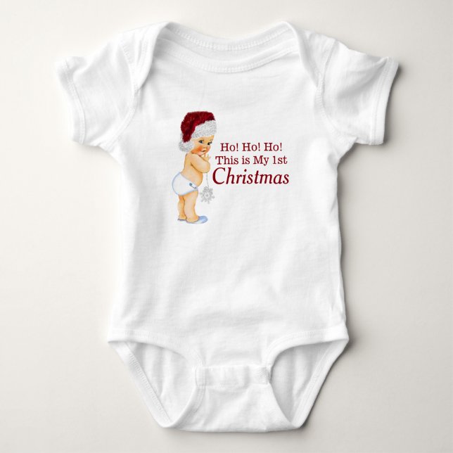 Body Para Bebê Primeiro Natal do Menino (Frente)