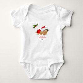 Body Para Bebê Primeiro Natal do Menino com Chapéu Vermelho de Pa