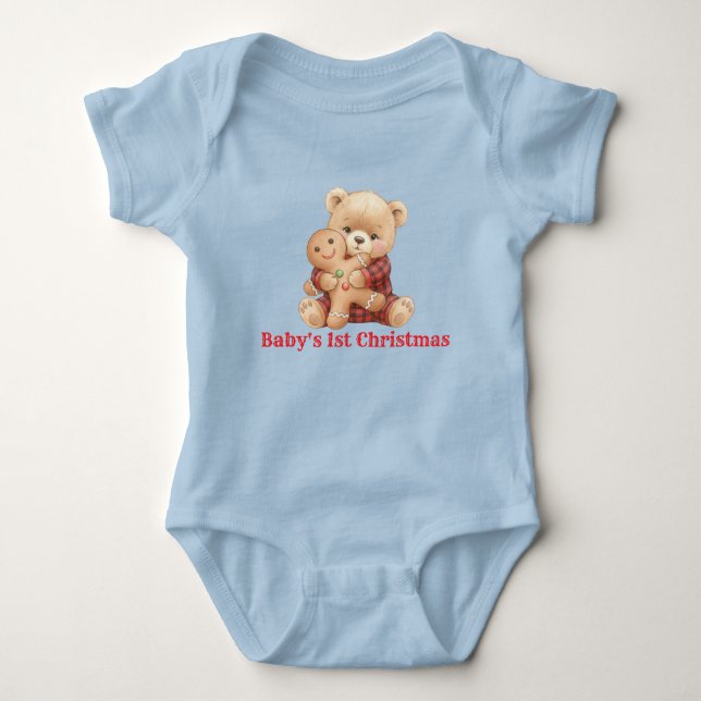 Body Para Bebê Primeiro Natal do Ursinho Fofo  (Frente)