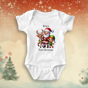 Body Para Bebê Primeiro Natal Personalizado do Bebê