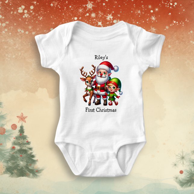 Body Para Bebê Primeiro Natal Personalizado do Bebê (Criador carregado)