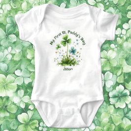 Body Para Bebê Primeiro Shamrock do Dia de São Patrício
