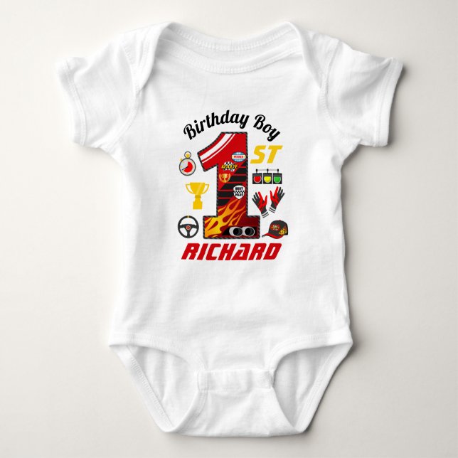 Body Para Bebê Primeiros Carros de Aniversário | Garoto de aniver (Frente)