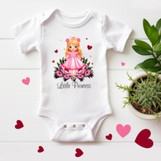 Body Para Bebê Princesa adorável com flores