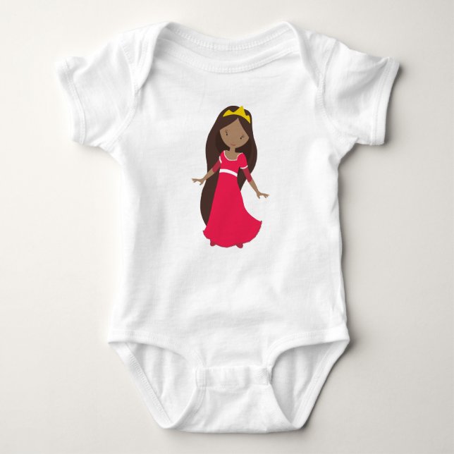 Body Para Bebê Princesa Afro-Americana, Rainha, Coroa, Vestido Ve (Frente)