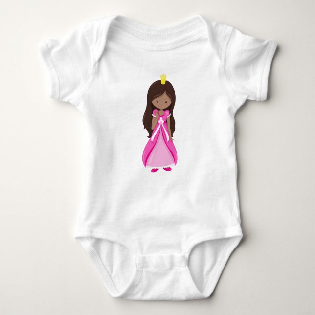 Body Para Bebê Princesa Afro-Americana, Rainha, Vestido, Vestido  (Frente)