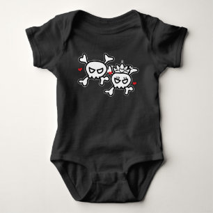 Body Para Bebê Princesa & Caveira de Príncipe e Ossos Cruzados