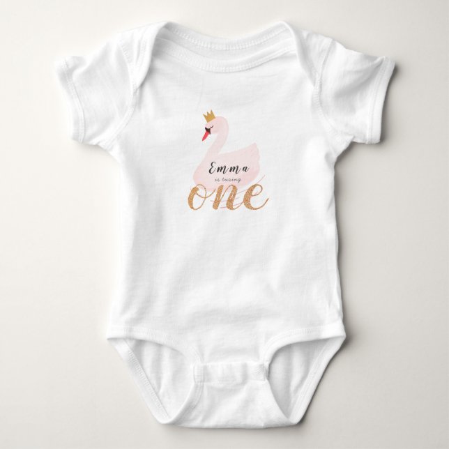 Body Para Bebê Princesa Cisne Menina de 1 Ano de Idade (Frente)