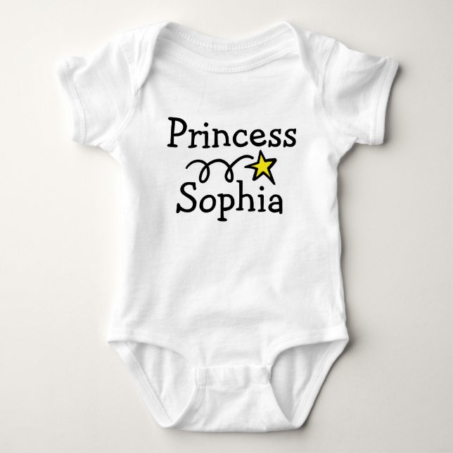 Body Para Bebê Princesa criança com o nome do bebê impressão (Frente)