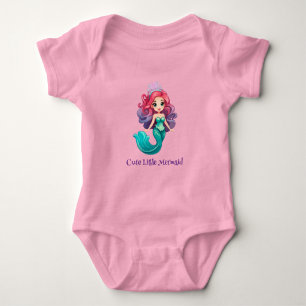 Body Para Bebê Princesa pequena sereia rosa arco-íris colorido in