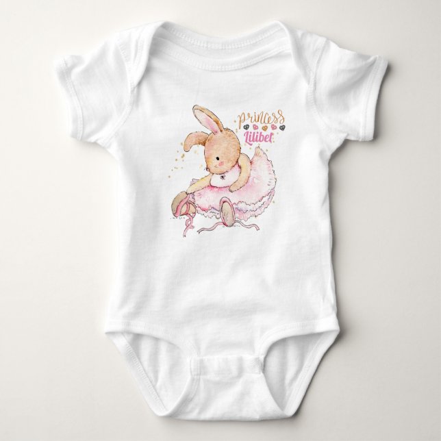 Body Para Bebê Princesa Personalizada Lilibet Ballerina Rabbit (Frente)