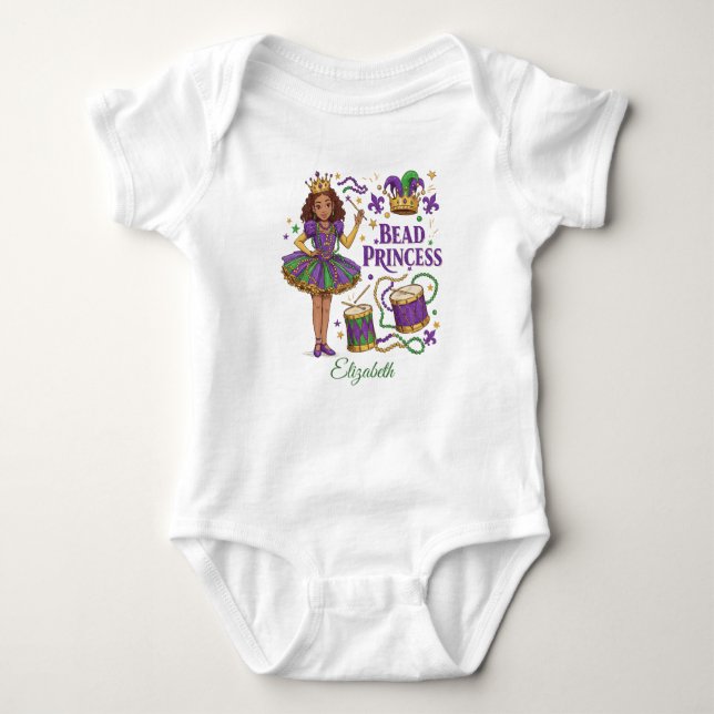 Body Para Bebê Princesa personalizada - Mardi Gras (Frente)