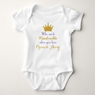 Body Para Bebê Princesa roxa e Dourado Bodysuit para meninas