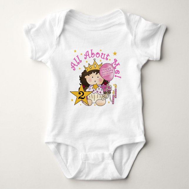 Body Para Bebê Princesa Sobre Mim segundo aniversário (Frente)