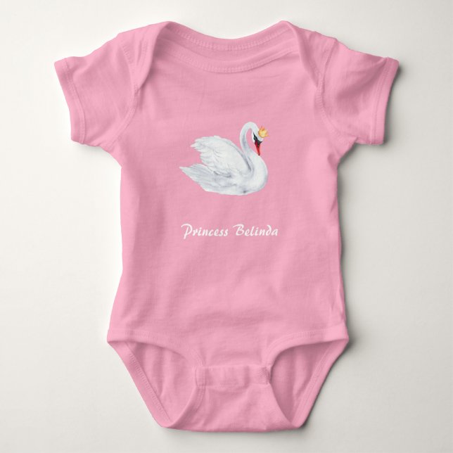 Body Para Bebê Princesa Swan e Bebê Nome Bebê Bodyfit (Frente)