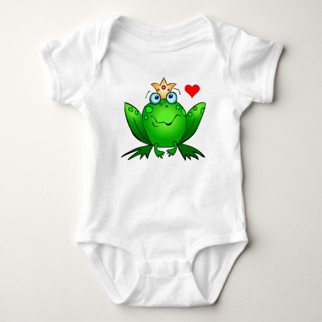 Body Para Bebê Príncipe Sapo Coroa Coração Fofo Desenho Animado (Frente)