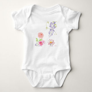 Body Para Bebê “Projeto de Aquarela do Jardim de Flores Suaves”