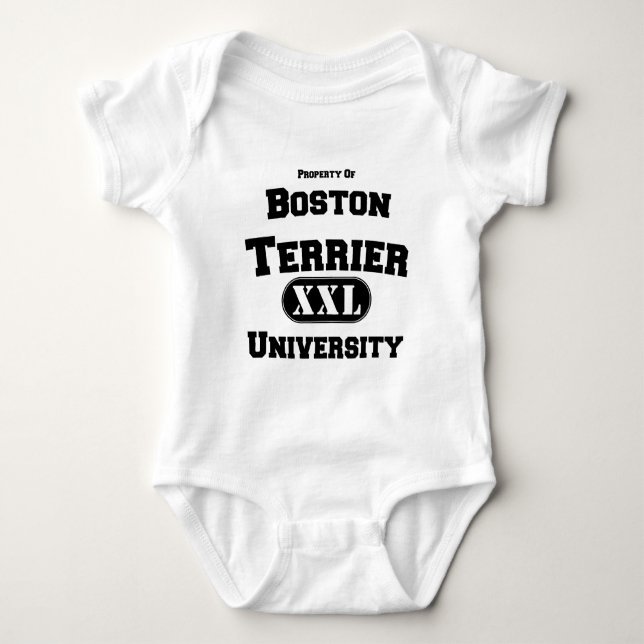 Body Para Bebê Propriedade da Universidade de Boston Terrier (Frente)