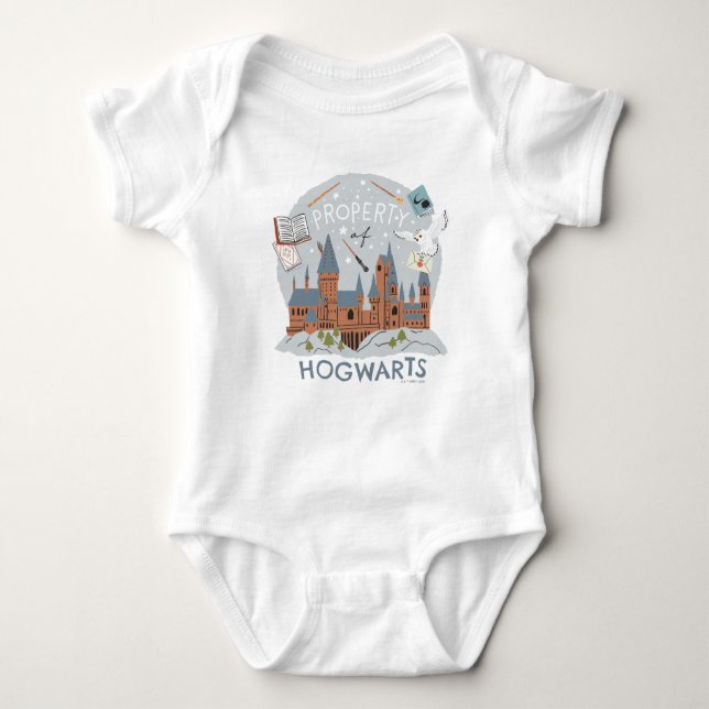 Body Para Bebê Propriedade do Gráfico de Cartoons Hogwarts (Frente)