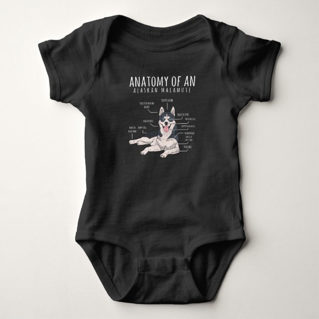 Body Para Bebê Proprietário de Cachorro Malamute Funny (Frente)