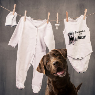 Body Para Bebê Protegido pelo nome do cão Aquarela
