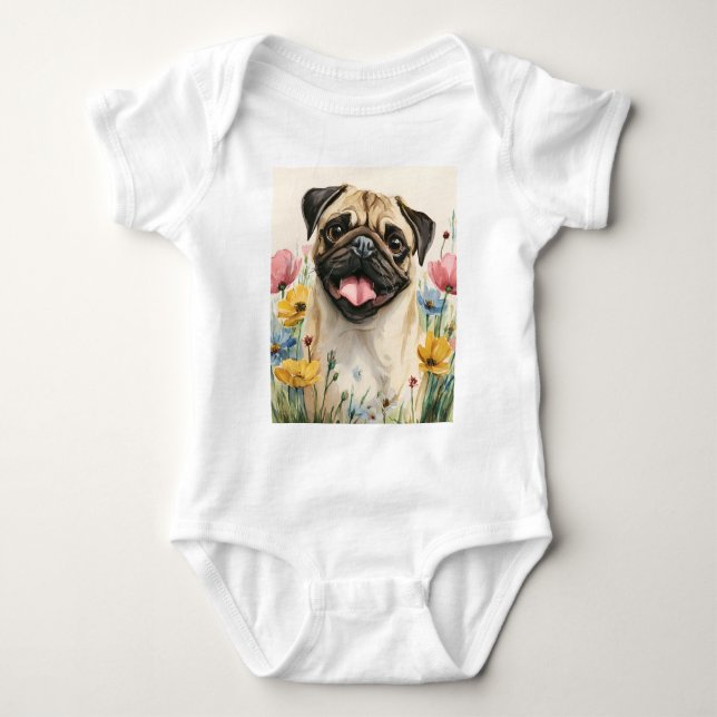 Body Para Bebê Protegido pelo Pug (Frente)