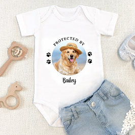 Body Para Bebê Protegido Por Cachorro Foto Personalizada