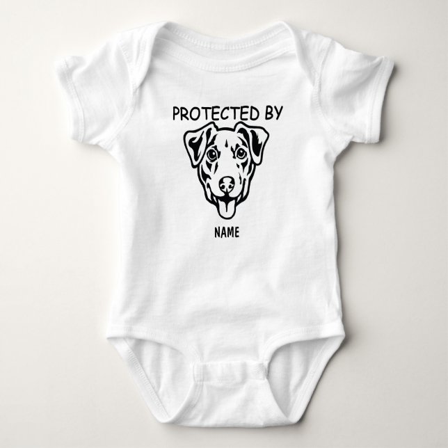 Body Para Bebê Protegido Por Cachorro Roupa personalizada para be (Frente)