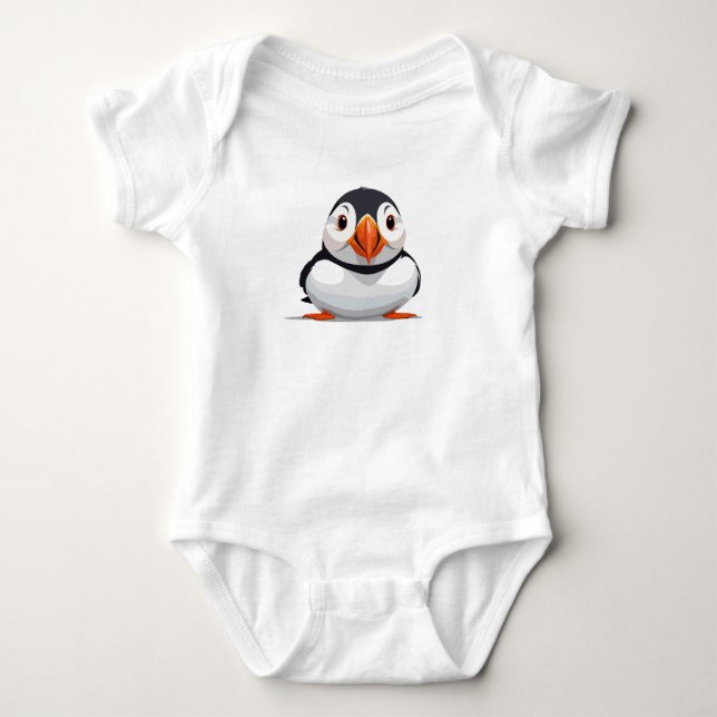 Body Para Bebê Puffin Peeking Bonito Adorável Animação Engraçada (Frente)