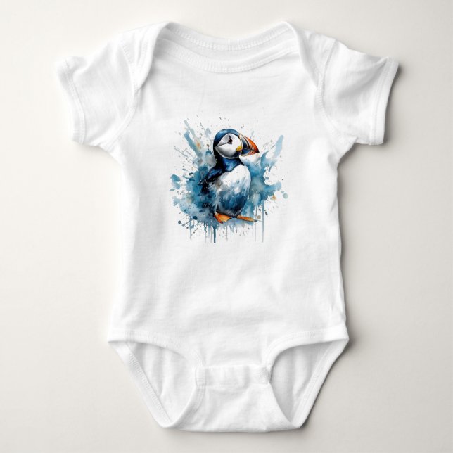 Body Para Bebê Puffin Splash (Frente)