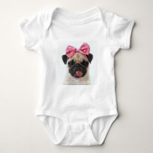 Body Para Bebê Pug com Arco rosa