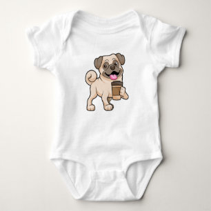 Body Para Bebê Pug com café para ir