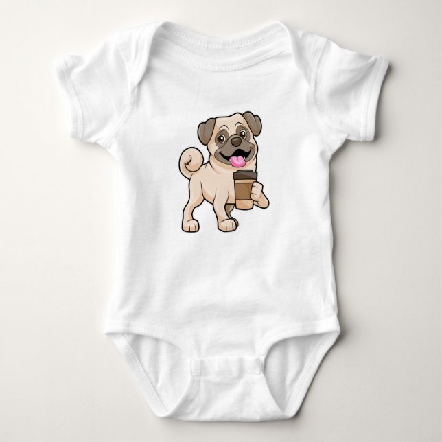 Body Para Bebê Pug com café para ir (Frente)