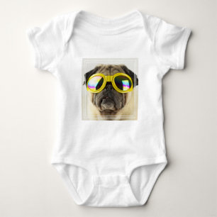 Body Para Bebê Pug com óculos