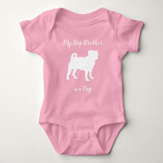 Body Para Bebê Pug Dog Baby Shower Pink Puppy Girl (Frente)