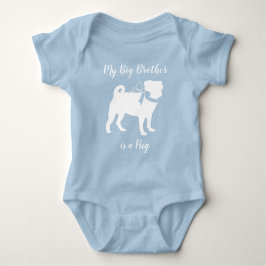 Body Para Bebê Pug Dog Chá de fraldas Boy Blue com Arco