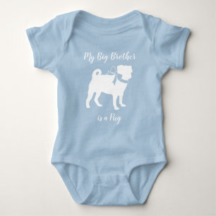 Body Para Bebê Pug Dog Chá de fraldas Boy Blue com Arco