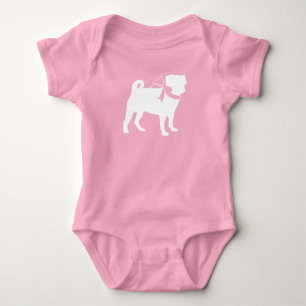 Body Para Bebê Pug Dog Chá de fraldas Girl Pink with Arco
