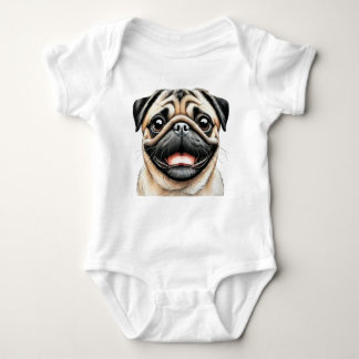 Body Para Bebê Pug Happy Face Dog